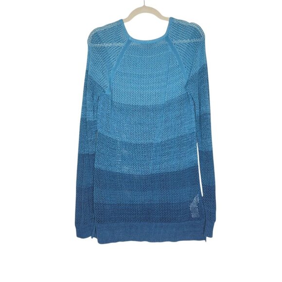 Tommy Bahama Open Knit Sweater Womens Blue Beachy Coastal Pullover Swim Coverup - Picture 2 of 6